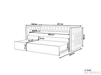 Nová šedá rozkládací postel 90 x 200 cm - 4