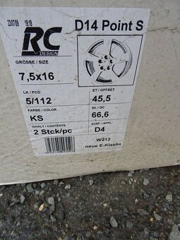 Alu disky RC na Mercedes 16", 5x112, ET 45,5, šířka 7,5J - 4