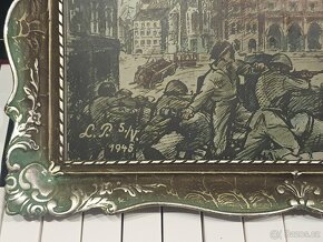 RARITA  - dobový obraz Osvobození boj barikáda 1945 - 4