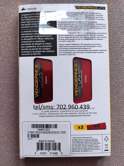 Corsair 16GB KIT(2x8GB) DDR4 3000MHz CL15, záruka 5 r. - 4