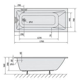 Nová vana Polysan NOEMI 170x70 SINGLE SLIM - 4