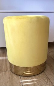 Kulatá stolička žlutá , zlatý podstavec - 4