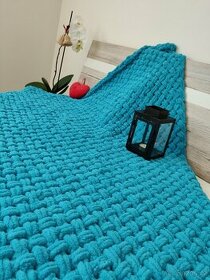 Pletená dětská deka tyrkysová modrá_ - 4