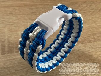 PARACORD náramek (19 cm) blue - white - 4