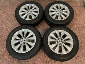 Originalní ALU kola Škoda 5x100 r16 zimní pneu 7,5mm - 4