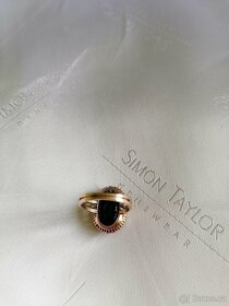 Zlatý luxusní starožitný prsten s diamanty a Berylem 5,5ct - 4