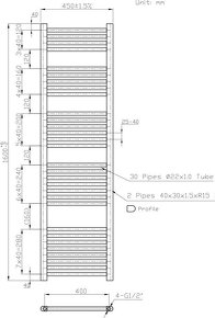 Koupelnový radiátor NOVASERVIS 45x160cm - nový - 4