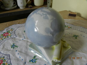 Krásná stará porcelánová Zeměkoule Atlas Globus - 4