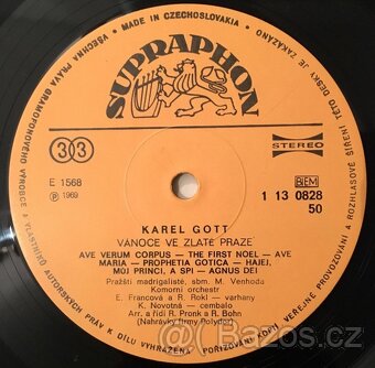 Karel Gott  lp Vánoce ve zlaté Praze 1969 vzácné  - 4