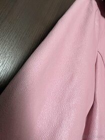 Lynne - dámský kožený pastelově růžový kabát – M - 4