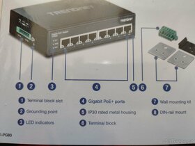 DIN POE+ gigabit switch TRENDnet TI-PG80 + MeanWell - 4