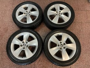 Originalní ALU kola Škoda 5x100 r16 zimní pneu 7mm - 4