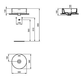 Ideal Standard Strada II Umyvadlo na desku 38 cm, kruh T2929 - 4