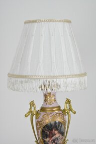 Zámecká stolní lampa se stínidlem - porcelán+bronz - 4