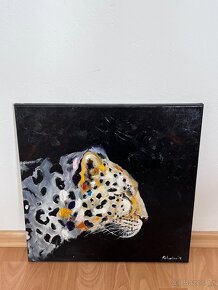 Obraz olejomalba na plátně leopard, 40x40 cm - 4