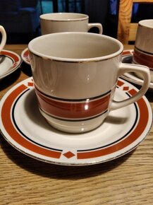 Retro porcelánová sada hrnků s podšálky - 4