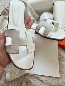 Hermes Oran blanc sandály - 4