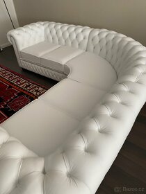 Rohová sedačka bílá kůže Chesterfield Rohová sofa NOVÁ - 4