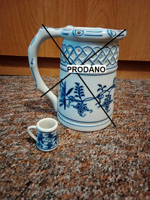 Český porcelán - prolamovaná mísa, miniatura korbelu - 4