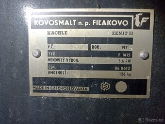 Starší kamna kovosmalt Zenit II, 5,6kw - 4