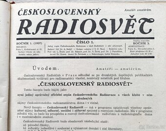 Časopisy ČESKOSLOVENSKÝ RADIOSVĚT, ročník 1, rok 1927 - 4