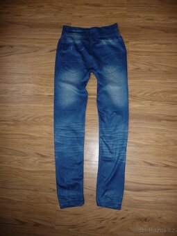 Jeans efekt dívčí/dámské legíny s motýly na 13-14L v.164 - 4