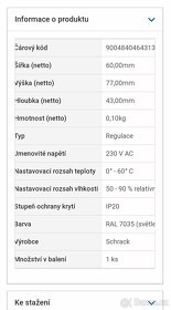 Regulátor teploty a vlhkosti 0-60°C, 50-90% rF, 1P,8A/250VAC - 4