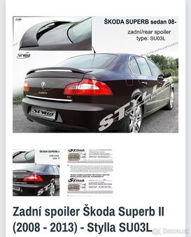 Škoda Superb 2 spoiler křídlo SU03L Stylla - 4