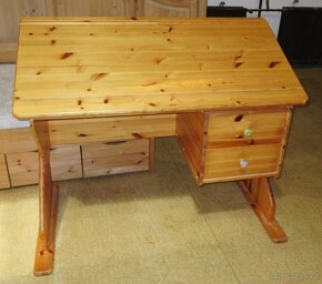 Rostoucí psací stůl z borovice - celomasiv - Výborný stav - 4