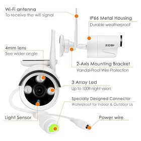 DVR system  ZOSI, WiFi, PoE, LAN, IR přísvit, IP66 - 4