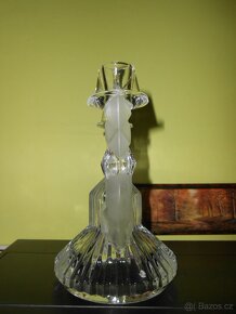 Dvouramenný skleněný svícen 20cmx20cm ART DECO 40-50léta - 4