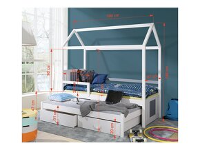 Dětská domečková postel s přistýlkou a šuplíky - 4