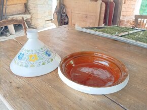 STARÝ MAROCKÝ KERAMICKÝ TAJINE HRNEC RUČNĚ VYROBENÝ - 4