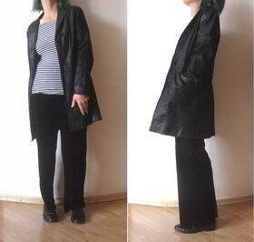 Vintage černá dámská kožená bunda - kabát - paleto - 4