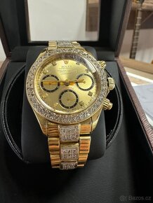 Prodám krásné zlaté pánské hodinky rolex s brilianty 18 k - 4