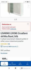 LIVARNO LIVING Zrcadlová skříňka Basel, bílá, nová - 4