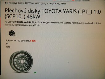 Toyota Yaris - disky 51/2 Jx, ET45, 4 x 100, 14" - 4