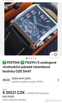 Hodinky Festina F16294, mírně poškozené sklo - 4