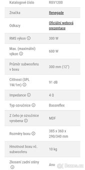 Subwoofer+ Zesilovač (Renegade RXV1200+IPAUL 4.300) - 4