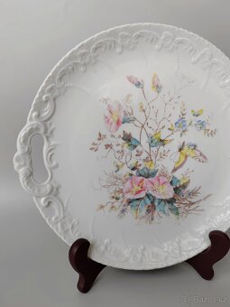 Krásný porcelánový servírovací talíře s květinovým decorem - 4