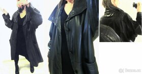 Vintage černý kožený dámský kabát - paleto - 4