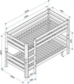 Dvoupatrová postel masiv buk - 4