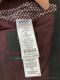 Oblek černý Marks and Spencer 48 barva Charcoal Slim fit - 4