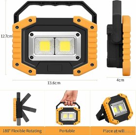 Pracovní / otdoor odolná LED COB lampa 30W + powerbanka - 4