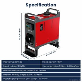 Nezávislé naftové topení 5-8 kW, 12 a 24 V napájení - 4