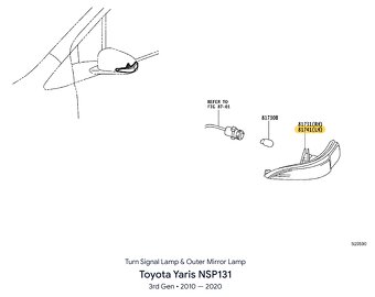 Boční směrovka OEM Toyota Yaris III - 4