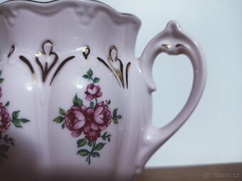 2x hrnek z růžového porcelánu s květy pivoňky - 4