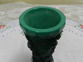 Hezká Art Deco zelená Váza Putti Malachit Jade - 5