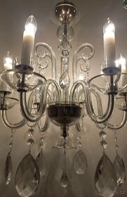 Starožitný celoskleněný lustr, lustřík, osvětlení. 1920 - 5