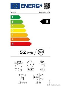 Plně funkční slim pračka Siguro WM-F721W profi steam - 5